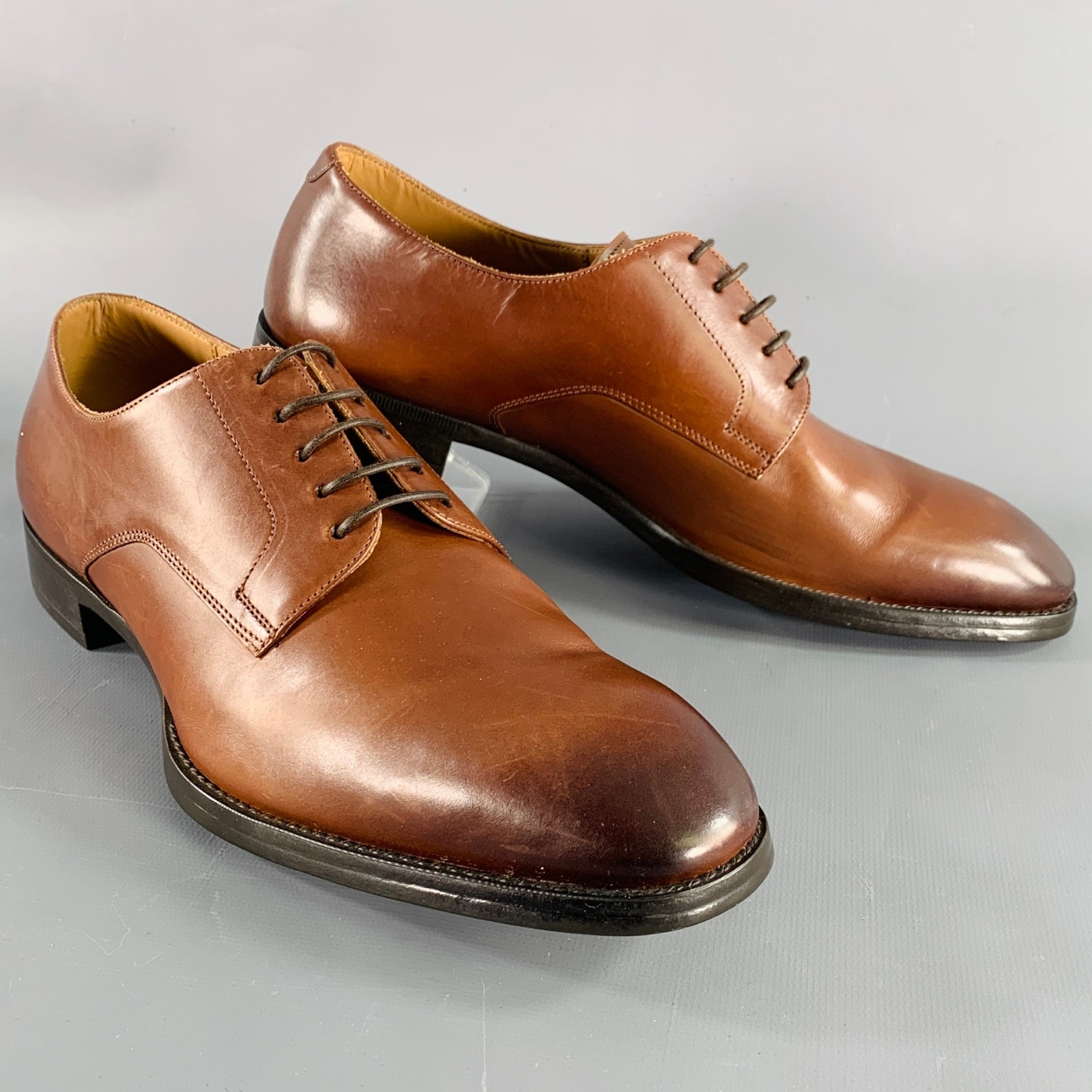 Giorgio Armani Size 7.5 Brown Leather Lace-Up Shoes